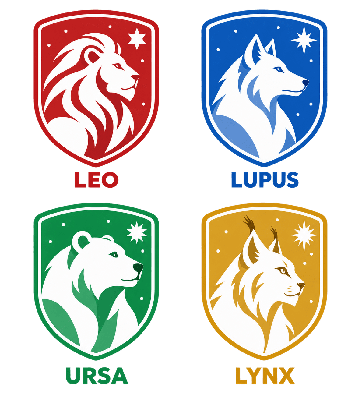 Selected Leo, Lupus, Ursa and Lynx shield emblems