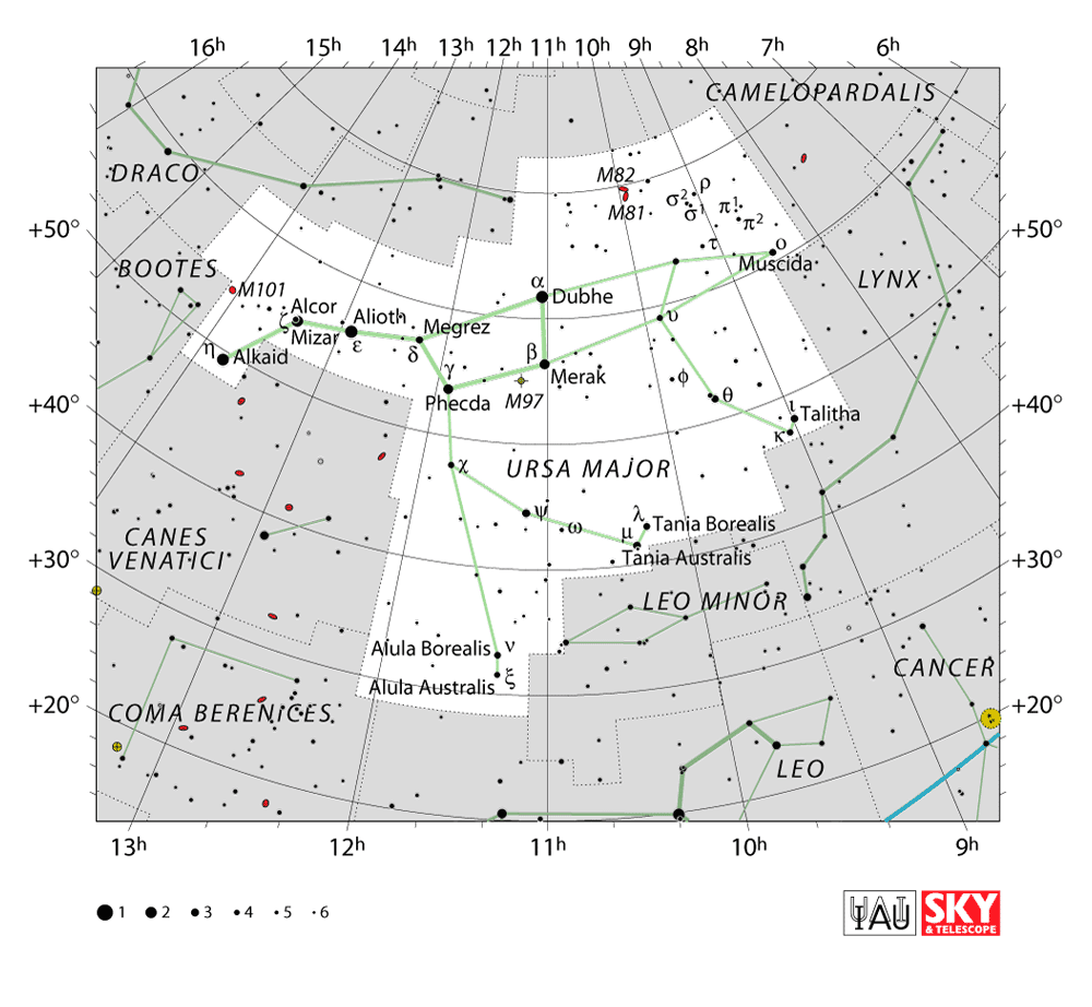 Ursa Major star map from IAU / Sky & Telescope